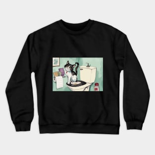 Pooping Tuxedo Cat Crewneck Sweatshirt